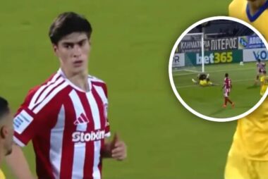 La ‘Hormiga’ González pudo debutar con gol en Olympiacos, pero falló frente al arco